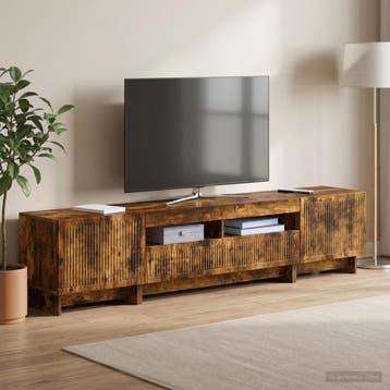 vidaXL 5-delige LED TV-kast Gerookt eiken Bewerkt hout, Huis en Inrichting, Kasten |Televisiemeubels, Verzenden, Nieuw