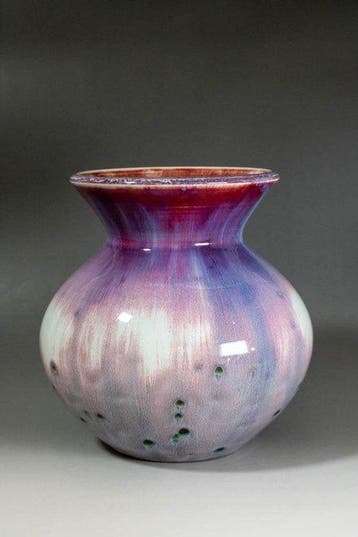 Vase en céramique à glaçure paon japonais - Céramique -, Antiquités & Art