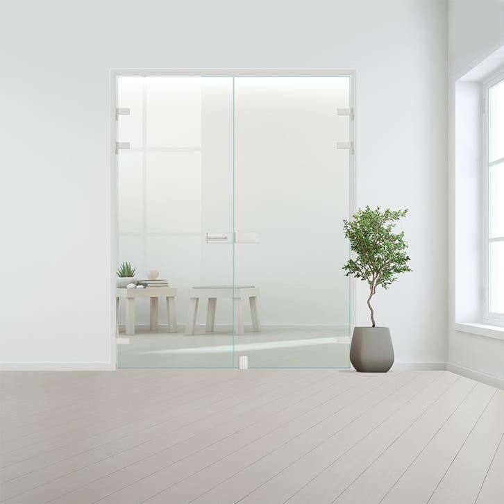 Glazen dubbele binnendeur XL voor opdek kozijn aluminium bes, Doe-het-zelf en Bouw, Glas en Ramen, Nieuw, Verzenden