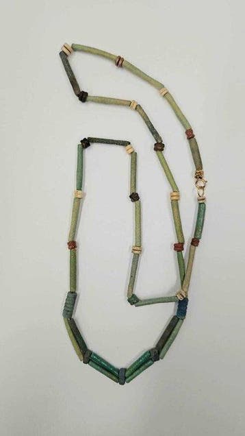 Oude Egypte, Nieuwe rijk Faience kralen Halsketting -