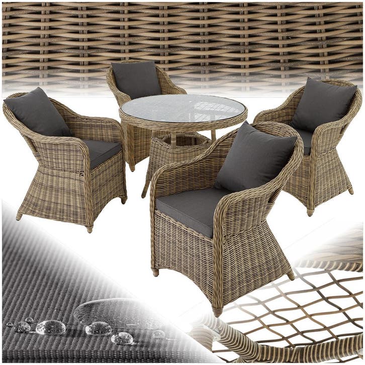 Aluminium rotan zitgroep Zürich 4+1 - natuur, Jardin & Terrasse, Ensembles de jardin, Envoi