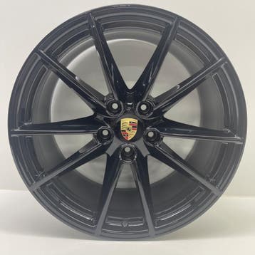 Porsche 992 ORIGINELE 20/21 Carrera S Unizwart met banden, Ophalen, Gebruikt, Banden en Velgen, 21 inch