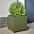 vidaXL Plantenbak 50x50x50 cm staal olijfgroen, Verzenden