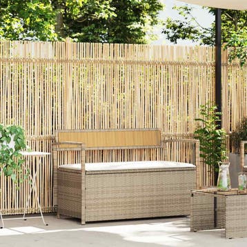 vidaXL Tuinbank met kussen beige polyrotan, Verzenden, Nieuw