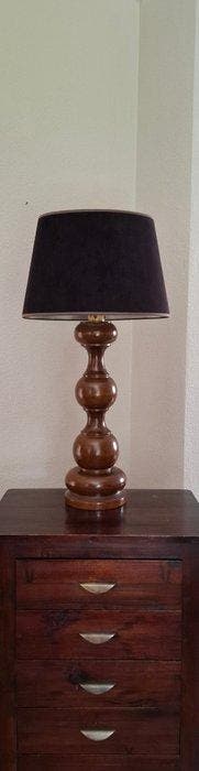 Tafellamp - Hout mahonie - Inclusief ovale kap XL