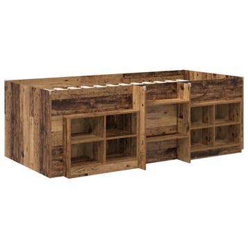 vidaXL Loft Bed Frame met Kast met plank 3 st Oud hout, Verzenden, Nieuw