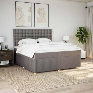vidaXL Boxspring met matras stof taupe 200x200 cm, Verzenden, Nieuw