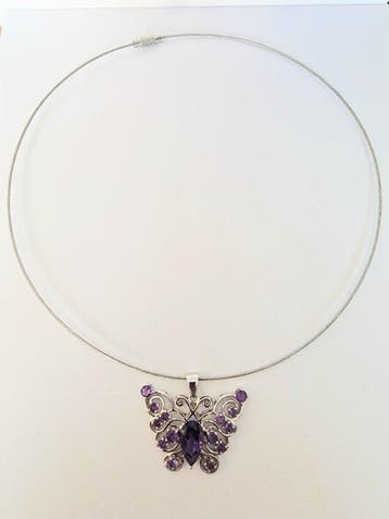 Sans prix de réserve - Pendentif Argent Améthyste - Gros, Handtassen en Accessoires, Antieke sieraden