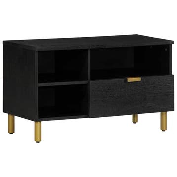 vidaXL Tv-meubel 80x33x46 cm bewerkt hout zwart, Verzenden
