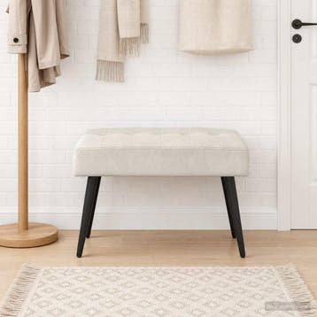 vidaXL Bank met knopen tufting Crèmekleurig 60 x 40 x 45 cm, Verzenden