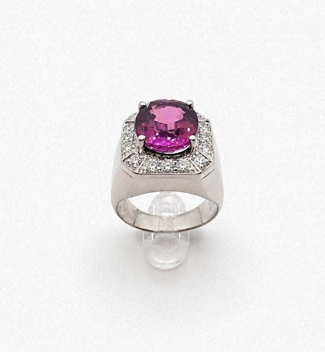 Zonder minimumprijs - Ring Zilver Rhodoliet - 3,50 knopen., Bijoux, Sacs & Beauté, Bagues