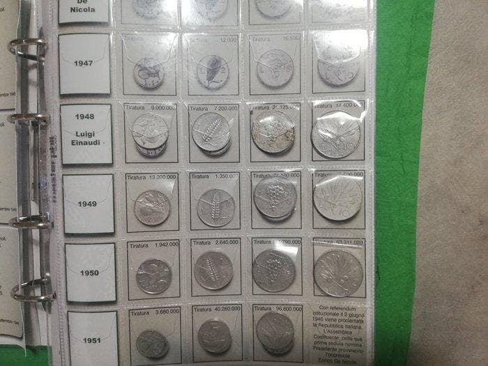 Italië. Album con collezione Lire - inclusi argenti + 2 Lire, Timbres & Monnaies, Monnaies | Europe | Monnaies non-euro