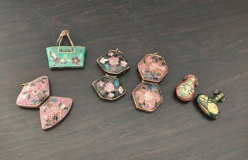 Collection thématique - 6 Miniature Cloisonnè Ciondoli