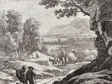 Hermann van Swanevelt (1603-1655) - Paesaggio con alberi,