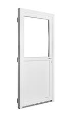 PVC Kunststof Deur wit 1/2 glas Premium b110 x h210 cm R., 100 tot 120 cm, Nieuw, Ophalen of Verzenden, Buitendeur