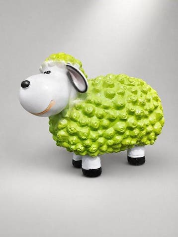 Beeld, funny lamb color green - 30 cm - polyresin