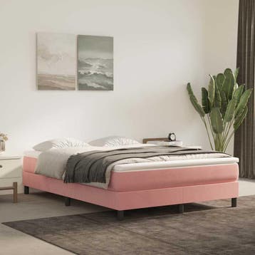 vidaXL Boxspring bed fluweel roze 140x200 cm, Verzenden, Nieuw