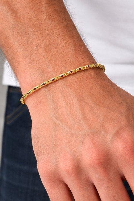Zonder minimumprijs - Armband Verguld Robijn - Diamant -, Bijoux, Sacs & Beauté, Bracelets