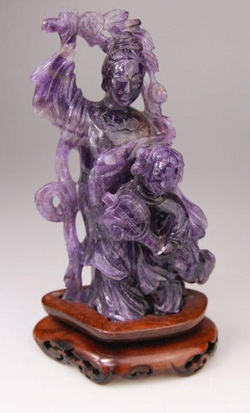 Statue Chine Sculpture Kwanyin Chinese Carving Amethyst
