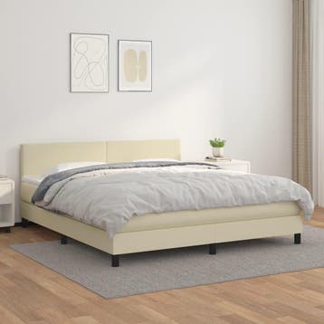 vidaXL Boxspring met matras kunstleer crèmekleurig 160x200, Verzenden, Nieuw