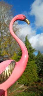 sculptuur, flamingo brons geemaileerd - 69 cm - Brons