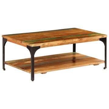 vidaXL Salontafel met schap 100x60x35 cm massief gerecycled, Verzenden, Nieuw