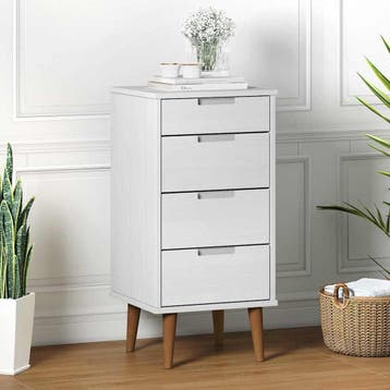 vidaXL Ladekast MOLDE 40x35x82 cm massief grenenhout wit, Verzenden, Nieuw