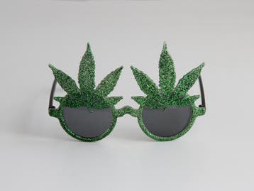 Zonnebril Groene Blaadjes Glitter Groen Montuur Glitters Zwa, Ophalen of Verzenden, Nieuw
