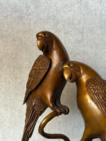 Papagaaien op kalebas 34.5 cm - Brons - Azië