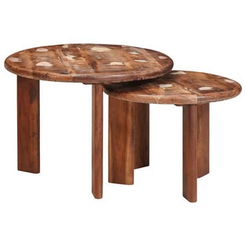 vidaXL Nesting Koffietafels 2 st Multikleur Ø 50 x 40 cm, Verzenden, Nieuw