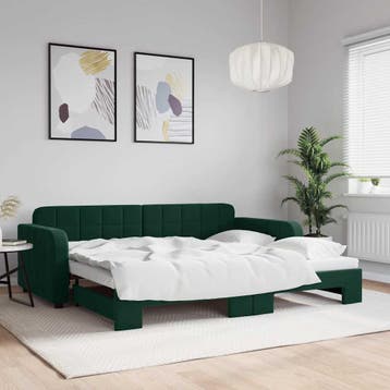 vidaXL Slaapbank met onderschuifbed 90x200 cm fluweel, Verzenden, Nieuw