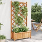 vidaXL Plantenbak met latwerk massief vurenhout bruin, Tuin en Terras, Verzenden, Nieuw