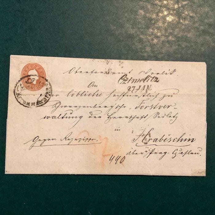 Autriche 1861 - Timbre rare de Czimelitz recommandé sur, Timbres & Monnaies, Timbres | Amérique