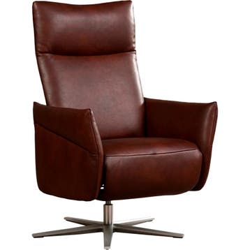 Leren relaxfauteuil Ease - Granada Cognac (donkercognac) -, Nieuw, Ophalen of Verzenden, 50 tot 75 cm, Industrieel, Modern