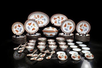 MACAO - Tafelservies voor 12 (98) - HKO5 - 24 kt goud -, Antiek en Kunst