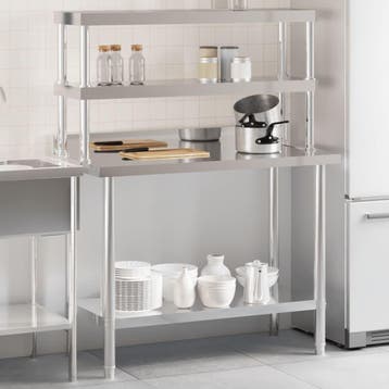 vidaXL Keukenwerktafel met bovenschap 110x55x150 cm, Verzenden