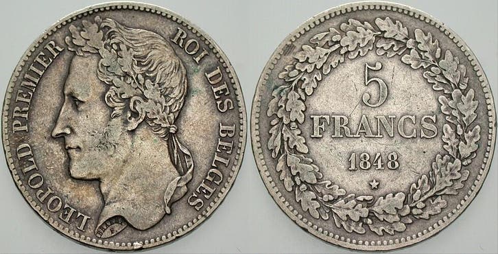 5 Francs 1848 Belgie-koenigreich Leopold I 1831-1865, Postzegels en Munten, Munten | Europa | Niet-Euromunten, België, Verzenden
