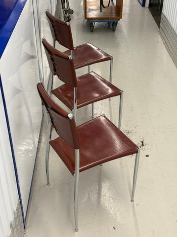 Fasem - Chaise (3) - gingembre - Cuir, Chrome - Lot de 3, Antiquités & Art