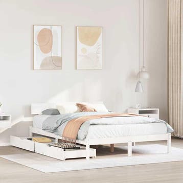 vidaXL Bedframe zonder matras massief grenenhout wit 120x190, Verzenden