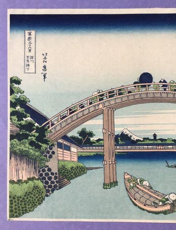 « Fukagawa, sous le pont Mannen-bashi  » tiré des