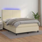 vidaXL Boxspring met matras en LED kunstleer crèmekleurig, Verzenden, Nieuw