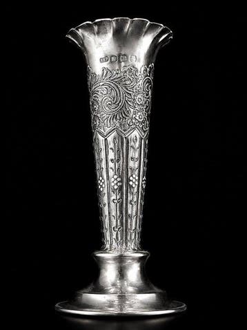 Vaas (2) - .925 zilver, Antiek en Kunst