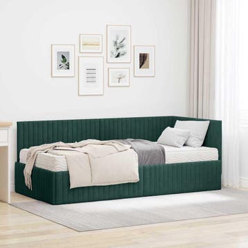 vidaXL Hoekbedframe met Matras met hoofdeinde 2 st Groen, Huis en Inrichting, Verzenden, Nieuw