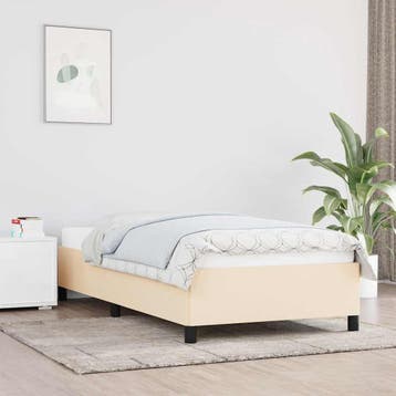 vidaXL Bedframe zonder matras 90x190 cm stof crèmekleurig, Verzenden