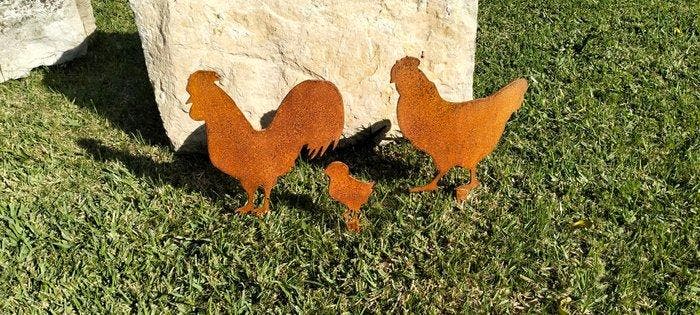 Sculpture, Conjunto de galinhas em ferro - 30 cm - Fer, Antiek en Kunst, Curiosa en Brocante