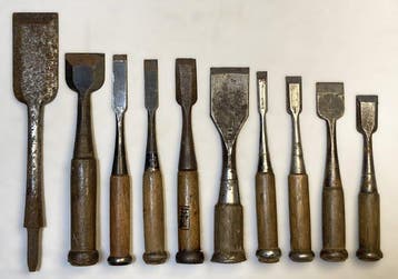 Vintage Japanese Woodworking Chisels (Nomi) – Set of 10, 9