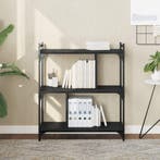 vidaXL Boekenkast 3-laags 76x32x88 cm bewerkt hout zwart, Huis en Inrichting, Verzenden, Nieuw