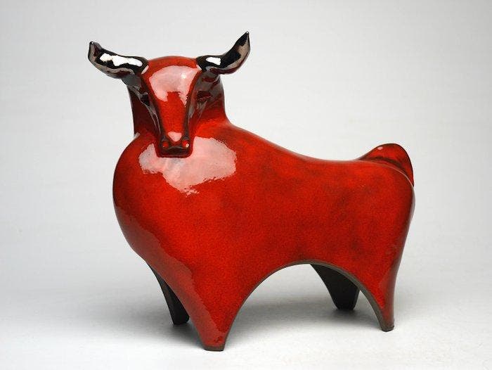 Urszula Despet - Large Red Bull, Antiquités & Art, Art | Objets design