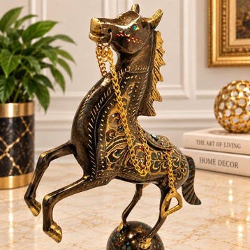 Beeldje - Rearing Horse Sculpture Decorative Figurine -