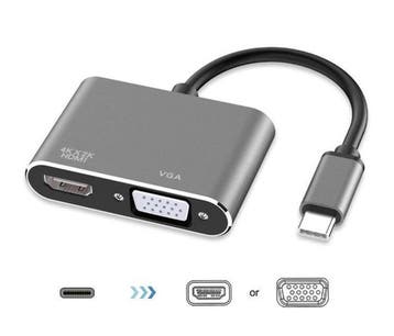 DrPhone CHX - 2 in 1 Adapter USB-C naar HDMI & VGA - 4k, Computers en Software, Verzenden, Nieuw